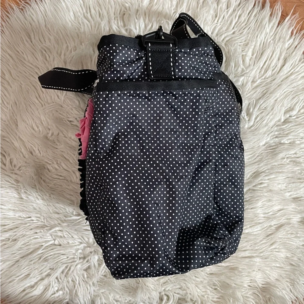 LeSportsac Black White Polkadot Polyester Pink Rose Large Baby Diaper Bag O/S